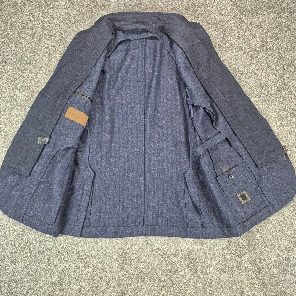 Corneliani ID Blazer Jacket Mens 50R Navy Wool Silk Removable Zip Insert Italy